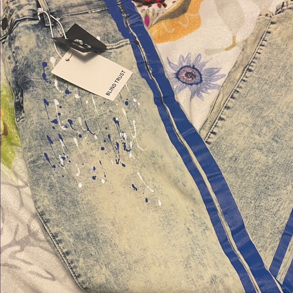 Blue and White Women's Jeans